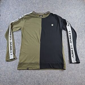 Le Breve Joker Sweat Top Mens Casual Long Sleeve Black & Olive Green Size XL